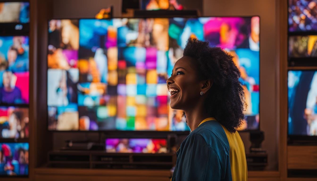 woman in front of tv